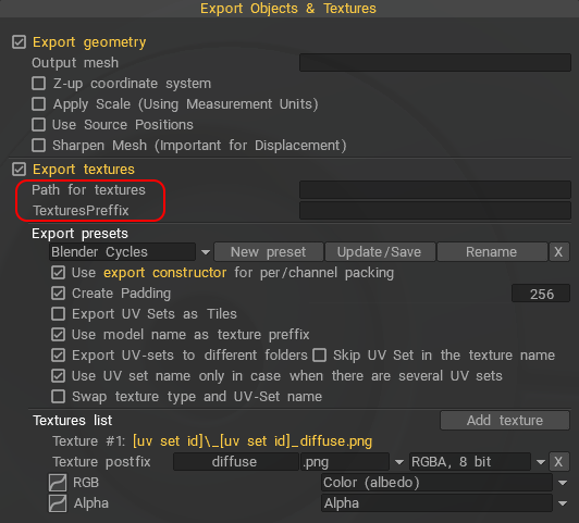 Export object